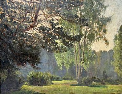 (П) [Приписывается] Переплётчиков Василий Васильевич (1863-1918) - Березовая роща. Картон, ...