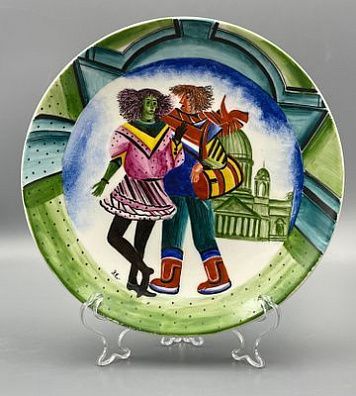 Тарелка декоративная "Прогулка". ЛФЗ, 1970-80 е гг.