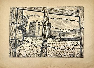 (П) Добужинский Мстислав Валерианович (1875 — 1957) - Огород на Обводном канале. 1922 г. ...