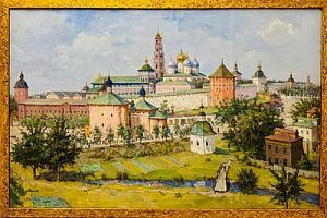 (М) Пичугин Сергей Иванович (1881-1972) - Загорский Кремль или Троицкая Лавра. 1947 г. Холст, ...