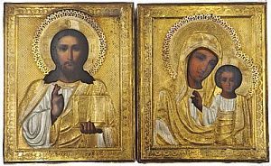 (П)* Галкин Семен Григорьевич - Венчальная Икона. Господь Вседержитель и Казанская Икона Божией ...