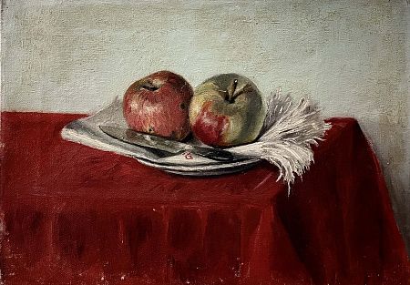 Неизвестный художник Натюрморт с двумя яблоками