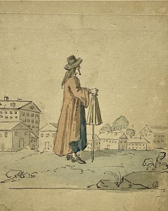 Неизвестный художник Мужчина, опирающийся на зонт. Конец XVIII в.