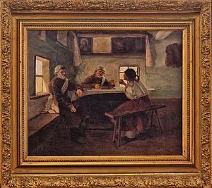 (М) [Приписывается] Попов Андрей Андреевич (1832-1896) - Сваты. 1880 г. . Холст, масло 69 х 59 ...