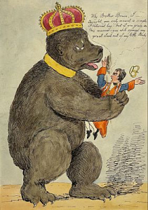 Уильям Холланд (1757 - 1815) издатель 
Карикатура "A Russian Hug for the Young Emperor!!!" 1804 г.