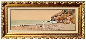 (М) Зоммер Рихард-Карл Карлович (1866-1939) - Прогулка вдоль берега моря. 1905 г Картон, ...