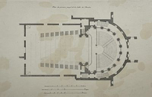 Неизвестный гравер по рисунку Джакомо Кваренги (1744-1817) План театрального зала. Первый проект. Plan du premiere projet de la Salle de Theatre. 1780-е гг.