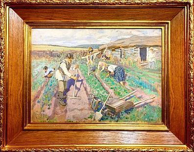 (М) Степанов Алексей Степанович (1858-1923) - Крестьяне на огороде. 1910-е гг. Бумага верже на ...