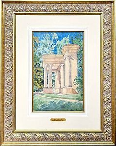 (М) Лансере Николай Евгеньевич (1879-1942) - Гатчина. Портал маска перед березовым домиком. ...