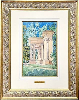 (М) Лансере Николай Евгеньевич (1879-1942) - Гатчина. Портал маска перед березовым домиком. ...