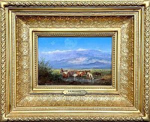 (М) Филиппов Константин Николаевич (1830-1878) - Кавказ. Пастух со стадом. Вторая половина ...