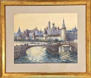 (П) Скалателли Джино (Gino Scalatelli, 1870-1920) - Вид Московского кремля. 1910-е гг. Бумага, ...
