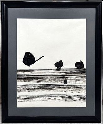(М) [ТОП-ЛОТ] Беленок Пётр Иванович (1938-1991) Три аномалии. 1974 г. Бумага, тушь, коллаж. 63 х 49 (в свету)