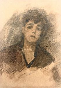 (М) Степанов Алексей Степанович (1858-1923) - Женский портрет. 1910 - е гг. Бумага, смешанная ...