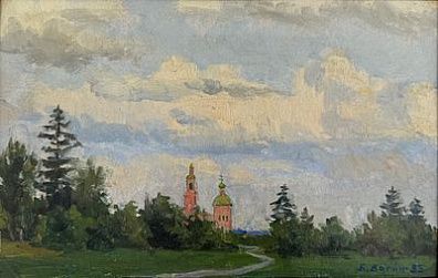 (М) Вагин Борис Иванович (1920 – 2002) - В июне. 1953 г. 29х18 см Картон, масло. Вагин Борис ...