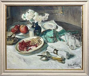 (М) Нилус Пётр Александрович (1869-1943) Натюрморт с ягодами и гранатами. 1920-е-1940-е гг.