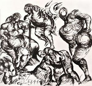 (М) Чубаров Евгений Иосифович (1934-2012) - Фигуры. 1997 г. Бумага, тушь. 35 х 38 см ПОДПИСЬ И ...