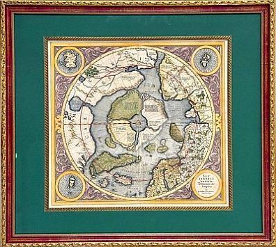 (П) [ТОП-ЛОТ] Герард Меркатор (Gerhard Mercator; 1512 - 1594) Карта Северного полюса ("Septentrionalium Terrarum descriptio" [1595]). 1609 г. Изд. Йодокус Хондиус [лат. Jodocus Hondius].