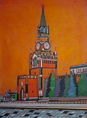 (П) Беречинский Вячеслав Валерьевич (1970 г.р.) - Тихая Москва. Картон, акрил, пастель. 70×50 ...