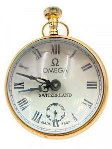 (П) Часы - пресс-папье Omega. 1882 г. Латунь, золочение, стекло 15 х 12 см