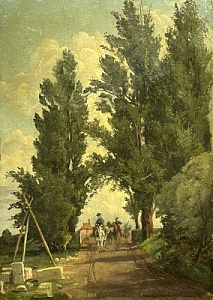 [коллекция АВ] Неизвестный западноевропейский художник Сельская дорога. Первая половина XIX века.