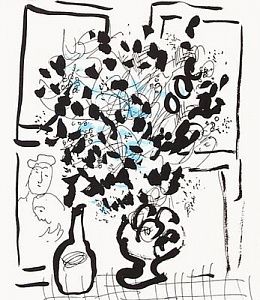 (П) Шагал Марк Захарович (1887-1985) Черно-синий букет. Mourlot, Париж. 1957 г.