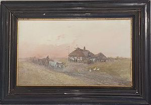 (П) Каразин Николай Николаевич (1842 — 1908) - Сельский пейзаж. 1903 г. Картон, гуашь 54 х 33 ...