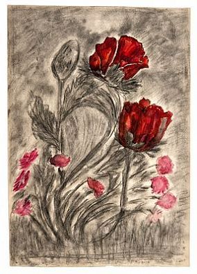 [Мир Искусства] Карев Алексей Еремеевич (1879-1942) - Маки Бумага, карандаш, акварель 48 х 33,5 ...