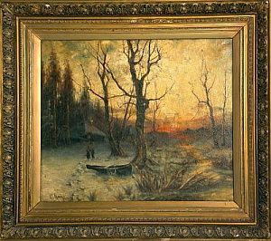(П) [Приписывается] Цигус Павел (конец XIX - начало ХХ вв.) - Зимний пейзаж, начало XX в. ...