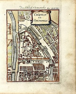(П) Малле Ален Маннессон (Allain Manesson-Mallet; 1630–1706) План Кремля. Париж, 1683 г. [das Schloss Cremenela]