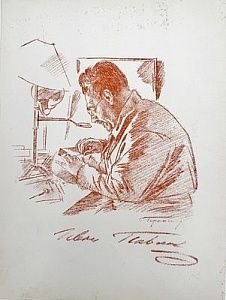 (М) Герасимов Сергей Васильевич (1885–1964)Портрет гравера И.Н. Павлова за работой. 1925. Из книги «Русская провинция».