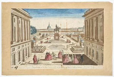 (П) Поль Андре Бассе (1785 - 1819) - Вид площади Людовика XV в Париже. 1760-1785 гг. Бумага, ...