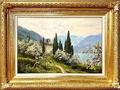 (М) *Вельц Иван Августович (1866 - 1926) - Горный пейзаж с кипарисами. 1914 г. Холст, масло. ...