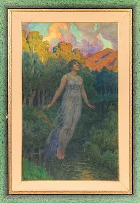 (М) Рерберг Федор Иванович (1865-1938) Офелия. 1917 г. Бумага, акварель, и карандаш. 94 × 57,5 см