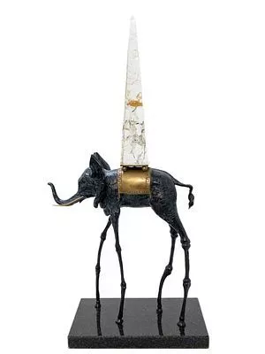 (П) Дали Сальвадор (1904– 1989) - Космический слон. 1980-е годы. Бронзовая скульптура с зеленой ...