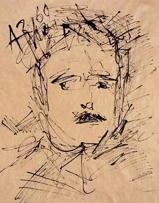 (М) Зверев Анатолий Тимофеевич (1931−1986) - Мужчина с усиками. 1969 г. Бумага, тушь, 36,5×29 ...