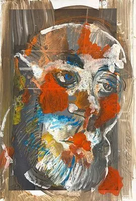 (М) Каплевич Павел Михайлович (1959 г.р.) - Автопортрет. 2010 г. Бумага, смешанная техника. 49 ...