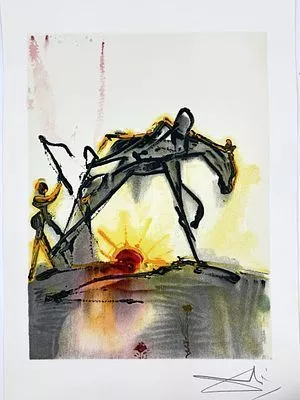 (П) Дали Сальвадор (1904-1989) - Рабочая лошадь (The horse of Labor), 1983 г. 56 × 36,5 cм