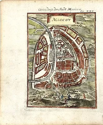 (П) Малле Ален Маннессон (Allain Manesson-Mallet; 1630–1706) План Москвы. Франкфурт, 1686 г. [Grundriss der Stadt Moscau]