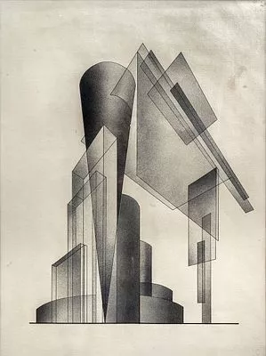 (М) Чернихов Яков Георгиевич (1889-1952) - Композиция. 1920-е гг. Бумага, тушь. 56,2 х 43,6 см ...