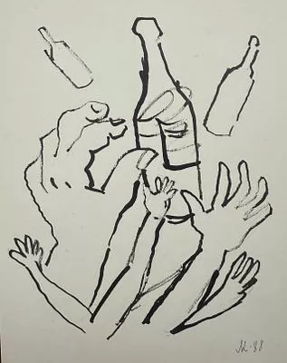 (М) Кропивницкий Лев Евгеньевич (1922–1994) - Бутылки с руками. Иллюстрация к книге стихов Г. ...