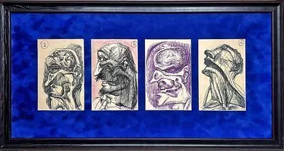 (М) Повзнер Лев Александрович (1939 г.р.) - Эскизы голов. Вторая половина XX в. Бумага, тушь. 7 ...