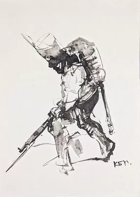 (П) Константин Александрович Батынков (1959 г.р.) - Реконструктор. 1812 год. Бумага, тушь 42 х 30 см