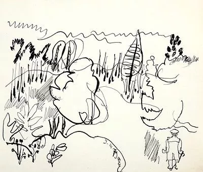 (М) Маврина Татьяна Алексеевна (1900-1996) - Прогулка. 1979 г. Бумага, тушь.19,9 х 23,5 см ...