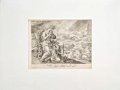 (П) Мартен де Вос (1532 - 1603) - художник; Карел де Маллери (1571-1635) - гравер Гравюра "Зависть". Голландия, Антверпен, 1600 г.