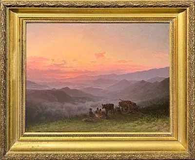 (М) Занковский Илья Николаевич (1832-1919) - В горах Кавказа. Путники у костра. 1890-е - 1900-е ...