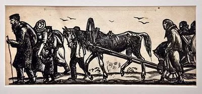[Мир Искусства] Белкин Вениамин Павлович (1884-1951) - [Иудаика] Исход Бумага, тушь 16 х 32 ...