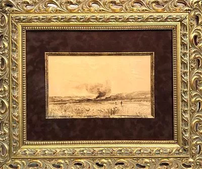 (М) Боголюбов Алексей Петрович (1824-1896) - Пожар в Степи. 1870-е-начало 1890-х гг. Бумага на ...
