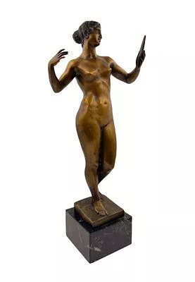 (П) Peter Breuer (1856 - 1930) - (П) Скульптура Девушка с зеркалом, нач. XX в. Бронза, камень