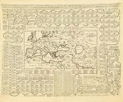 (П) Шателен, Анри-Абрахам (1684—1743) - картограф - Генеалогия и карта Римской Империи. ...
